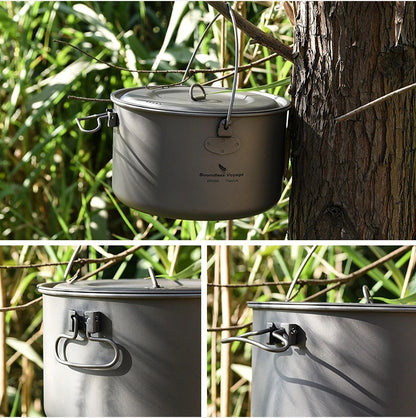 Pure Titanium Hanging Pot Cooking Rice Soup Pot Healthy Light Outdoor Titanium Pot