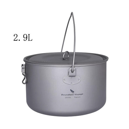 Pure Titanium Hanging Pot Cooking Rice Soup Pot Healthy Light Outdoor Titanium Pot