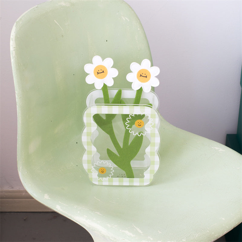 Acrylic Plaid Daisy Sun Flower Vase