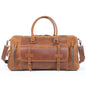 Men's Retro Genuine Leather Super Large Capacity First Layer Cowhide Leather Hand Luggage Bag