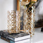 Hollow Out Glass Vases Golden Flower Arrangement Metal